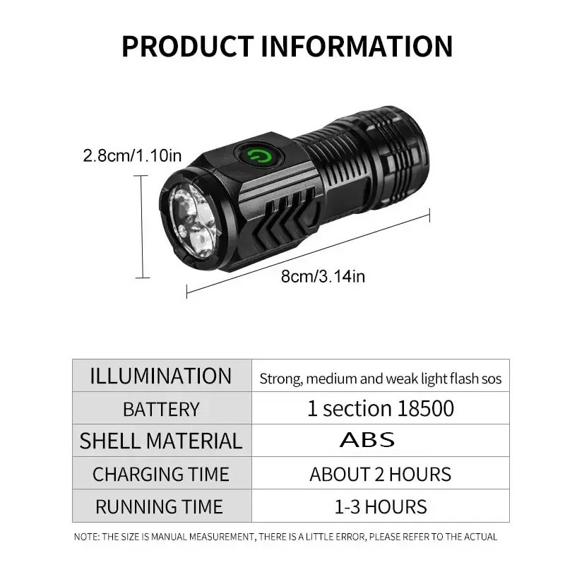 Мини-3светодиодный фонарик с з – обзор и цена Outdoor Lighting Black